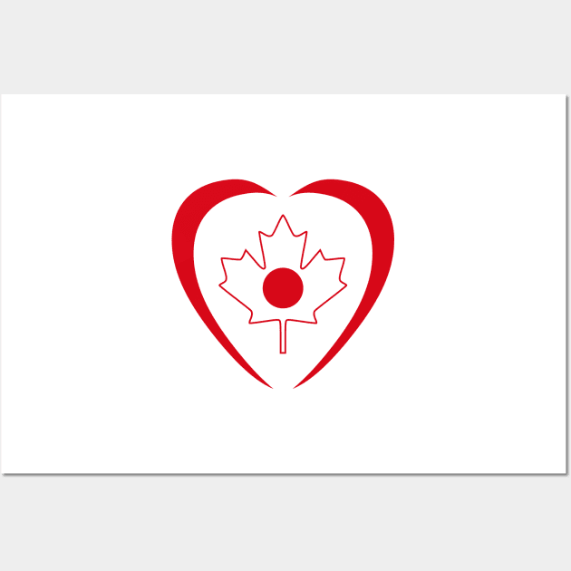 Japanese Canadian Multinational Patriot Flag Series (Heart) Wall Art by Village Values